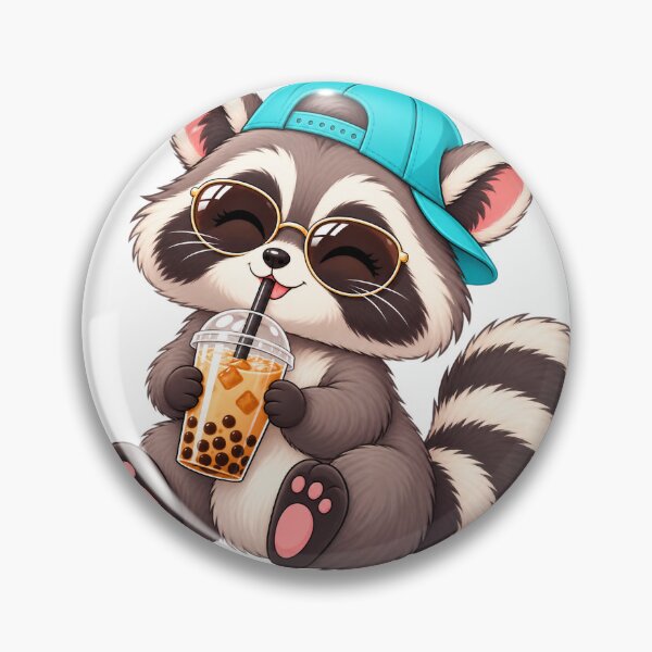 Item preview, Cute Raccoon Drinking Boba designed and sold by ArtNova17.
