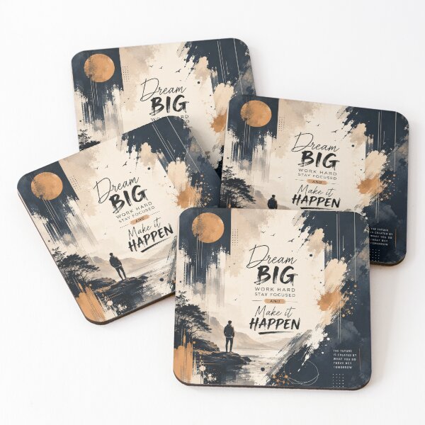 Item preview, Dream Big Work Hard Stay Focused Motivational Quote with Artistic Landscape designed and sold by AMPEXA.