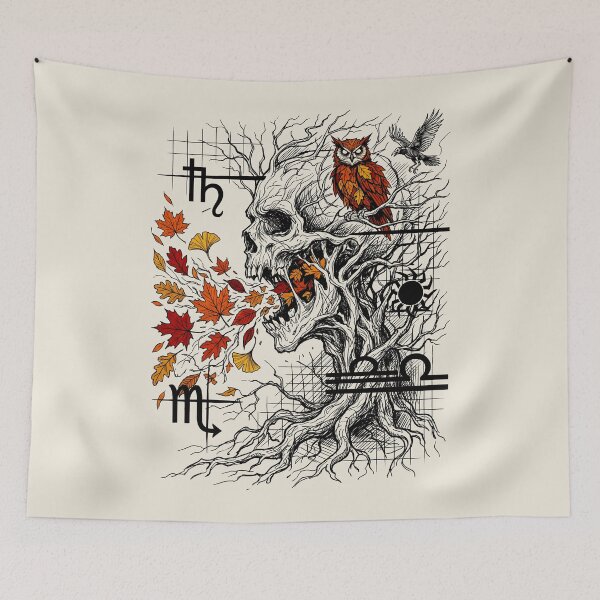 Item preview, Autumn Equinox - Gothic Tree of Life Fall Astrology Graphic Art designed and sold by FreiherrPK.