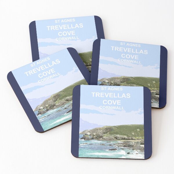 Item preview, St Agnes Cornwall.  Trevellas Cove Cornish Travel poster Uk designed and sold by BarbaraGlebska.