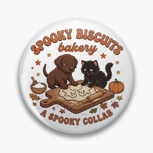 Item preview, Spooky Biscuits Bakery Cute Halloween Cat and Dog Baking Graphic designed and sold by KreatoLab.
