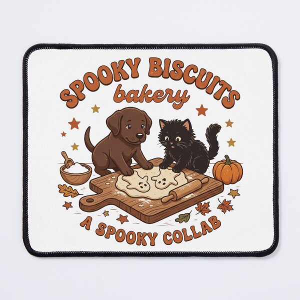 Item preview, Spooky Biscuits Bakery Cute Halloween Cat and Dog Baking Graphic designed and sold by KreatoLab.
