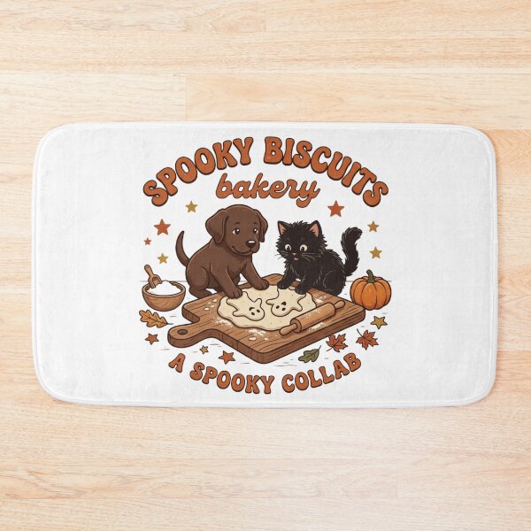 Item preview, Spooky Biscuits Bakery Cute Halloween Cat and Dog Baking Graphic designed and sold by KreatoLab.