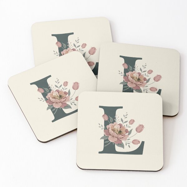 Item preview, Blush pink Floral Letter L Monogram Botanical designed and sold by ITCHAWAWAA.