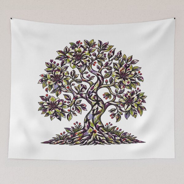 Item preview, Vintage Multicolor Floral Tree of Life – Artistic Botanical Design designed and sold by Awarrie.