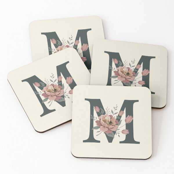Item preview, Blush pink Floral Letter M Monogram Botanical designed and sold by ITCHAWAWAA.