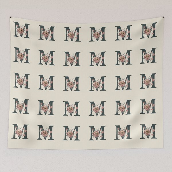 Item preview, Blush pink Floral Letter M Monogram Botanical designed and sold by ITCHAWAWAA.