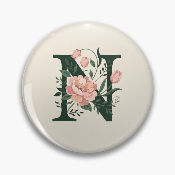 Item preview, Blush pink Floral Letter N Monogram Botanical designed and sold by ITCHAWAWAA.