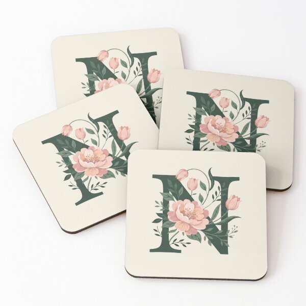 Item preview, Blush pink Floral Letter N Monogram Botanical designed and sold by ITCHAWAWAA.