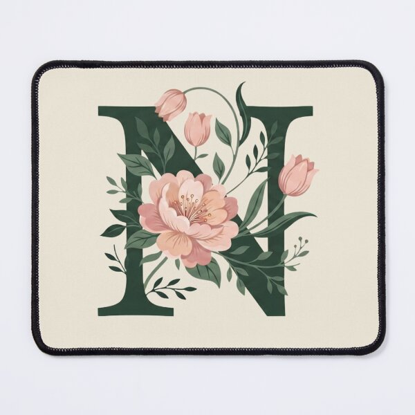 Item preview, Blush pink Floral Letter N Monogram Botanical designed and sold by ITCHAWAWAA.