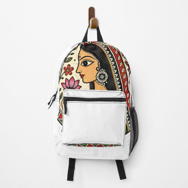 Item preview, Madhubani Indian Woman with Lotus in her Hand | Indian Folk Art designed and sold by Sakshipaintings.