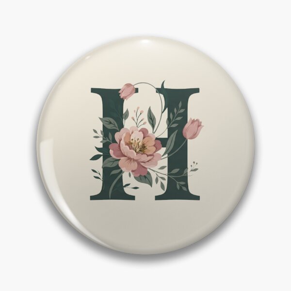 Item preview,  Blush pink Floral Letter H Monogram Botanical designed and sold by ITCHAWAWAA.