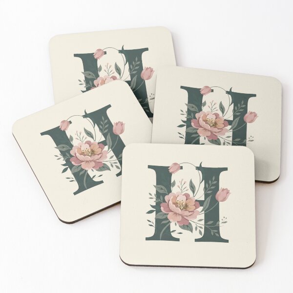 Item preview,  Blush pink Floral Letter H Monogram Botanical designed and sold by ITCHAWAWAA.