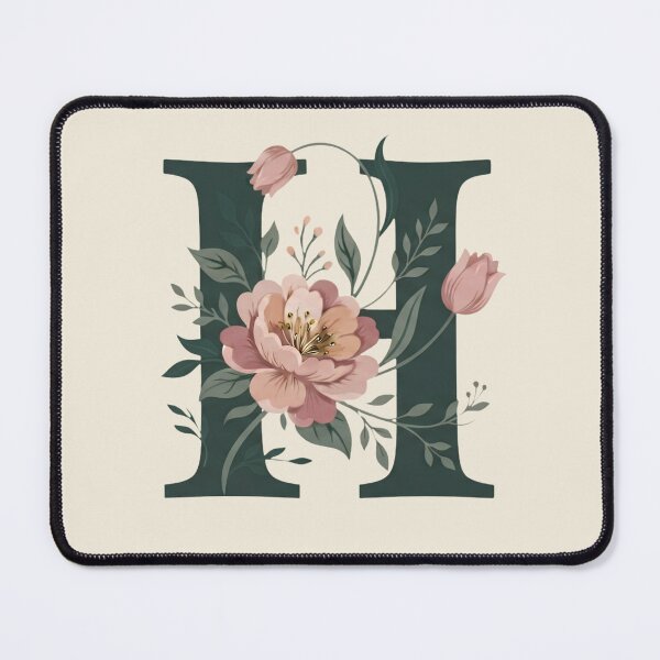 Item preview, Blush pink Floral Letter H Monogram Botanical designed and sold by ITCHAWAWAA.