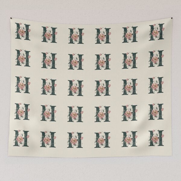 Item preview,  Blush pink Floral Letter H Monogram Botanical designed and sold by ITCHAWAWAA.