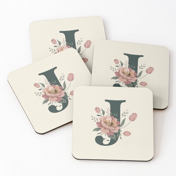 Item preview, Blush pink Floral Letter J Monogram Botanical designed and sold by ITCHAWAWAA.