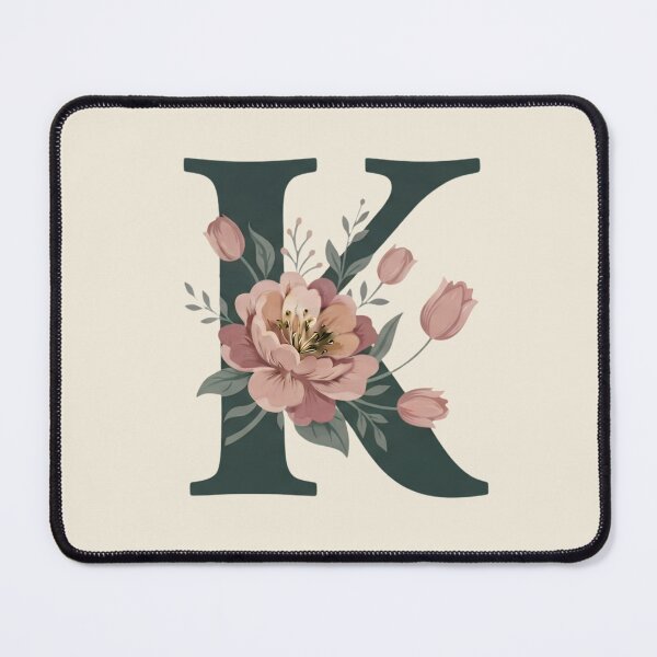 Item preview, Blush pink Floral Letter K Monogram Botanical designed and sold by ITCHAWAWAA.