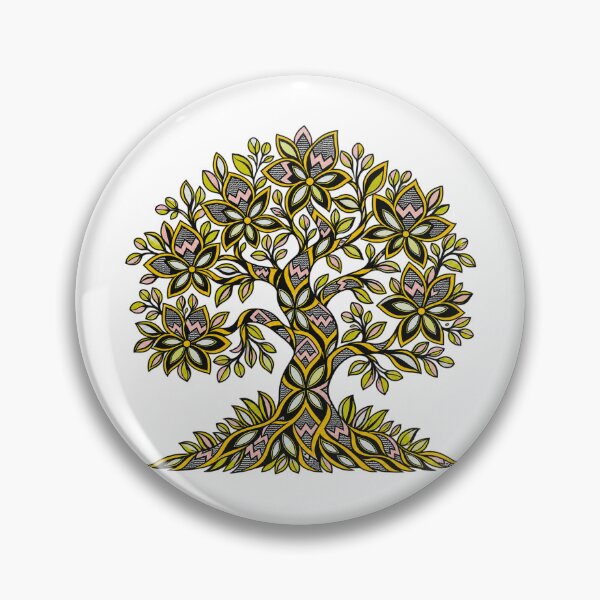 Item preview, Bold Yellow Floral Tree of Life – Geometric Boho Botanical Art designed and sold by Awarrie.