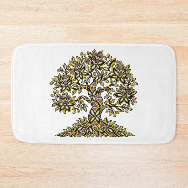 Item preview, Bold Yellow Floral Tree of Life – Geometric Boho Botanical Art designed and sold by Awarrie.