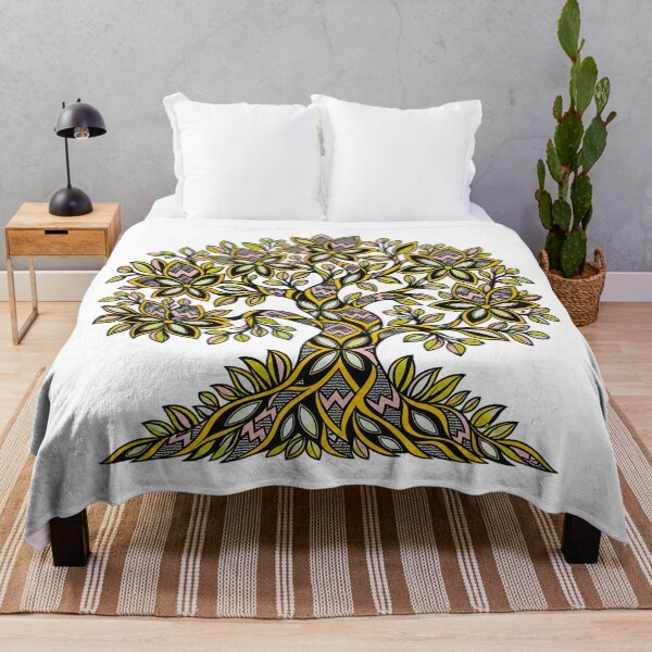 Item preview, Bold Yellow Floral Tree of Life – Geometric Boho Botanical Art designed and sold by Awarrie.