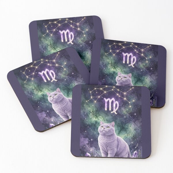 Item preview, Mystical Virgo Cat With Golden Constellation Crown designed and sold by Luna's World - Moody Vibes Studio.