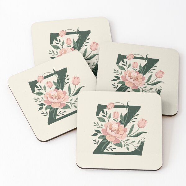 Item preview, Blush pink Floral Letter Z Monogram Botanical designed and sold by ITCHAWAWAA.