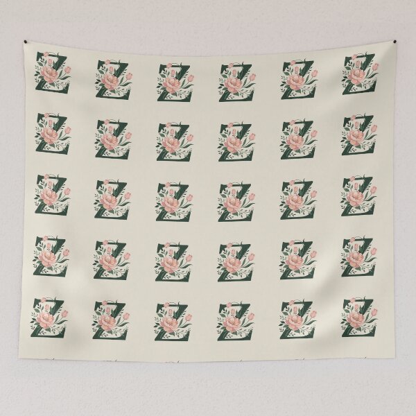 Item preview, Blush pink Floral Letter Z Monogram Botanical designed and sold by ITCHAWAWAA.