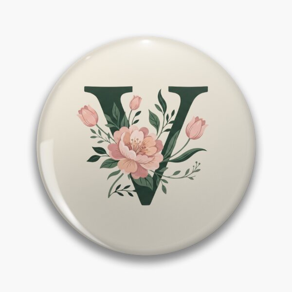 Item preview, Blush pink Floral Letter V Monogram Botanical designed and sold by ITCHAWAWAA.