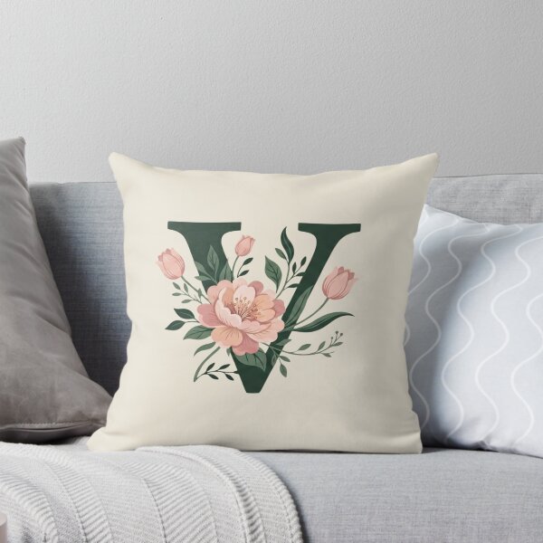Item preview, Blush pink Floral Letter V Monogram Botanical designed and sold by ITCHAWAWAA.