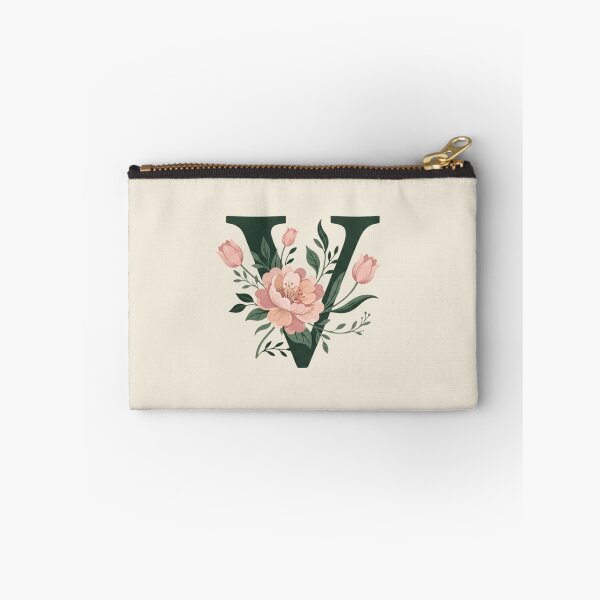 Item preview, Blush pink Floral Letter V Monogram Botanical designed and sold by ITCHAWAWAA.