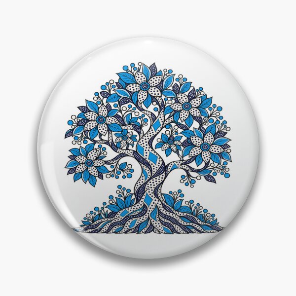 Item preview, Blue Floral Tree of Life – Elegant Botanical Folk Art designed and sold by Awarrie.