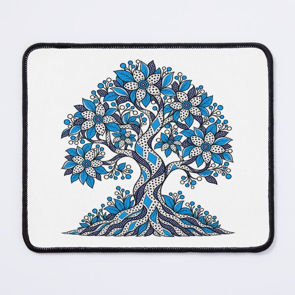 Item preview, Blue Floral Tree of Life – Elegant Botanical Folk Art designed and sold by Awarrie.
