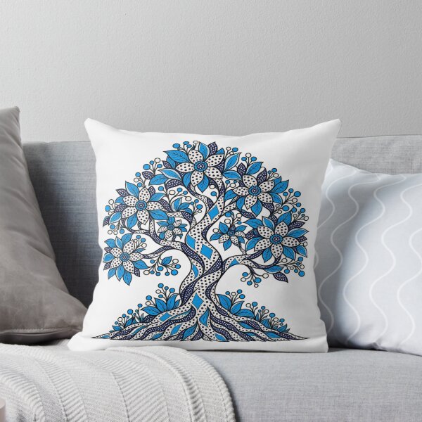 Item preview, Blue Floral Tree of Life – Elegant Botanical Folk Art designed and sold by Awarrie.