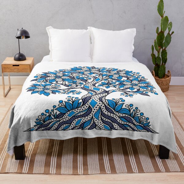 Item preview, Blue Floral Tree of Life – Elegant Botanical Folk Art designed and sold by Awarrie.