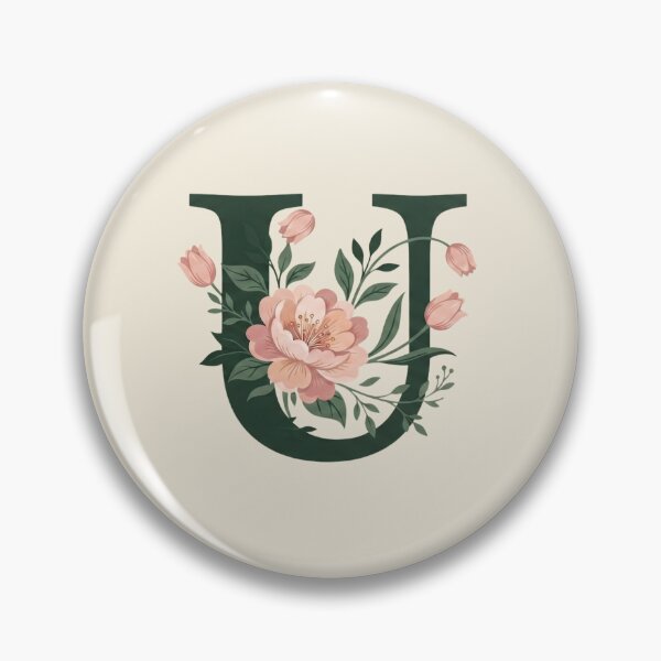Item preview, Blush pink Floral Letter U Monogram Botanical designed and sold by ITCHAWAWAA.