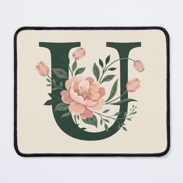 Item preview, Blush pink Floral Letter U Monogram Botanical designed and sold by ITCHAWAWAA.