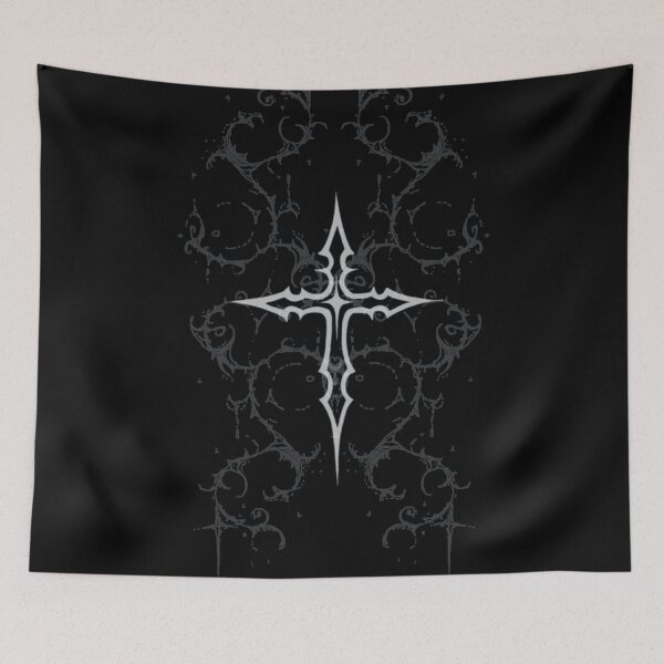 Item preview, Cyber Sigilism Gothic Cross - Y2K Dark Aesthetic Spiky Graphic designed and sold by BrontesWhimsyStore.