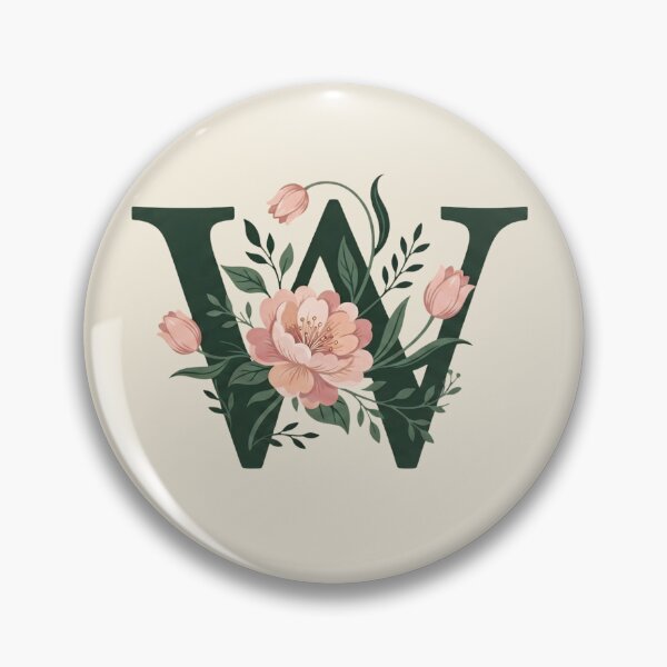 Item preview,  Blush pink Floral Letter W Monogram Botanical designed and sold by ITCHAWAWAA.