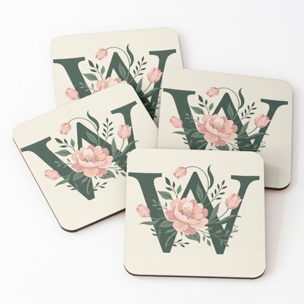 Item preview,  Blush pink Floral Letter W Monogram Botanical designed and sold by ITCHAWAWAA.