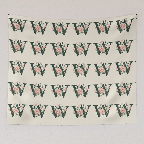 Item preview,  Blush pink Floral Letter W Monogram Botanical designed and sold by ITCHAWAWAA.