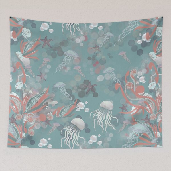Item preview, Marine Pattern of Mystic Jellyfish and Bubbles Under the Sea designed and sold by Pattique.