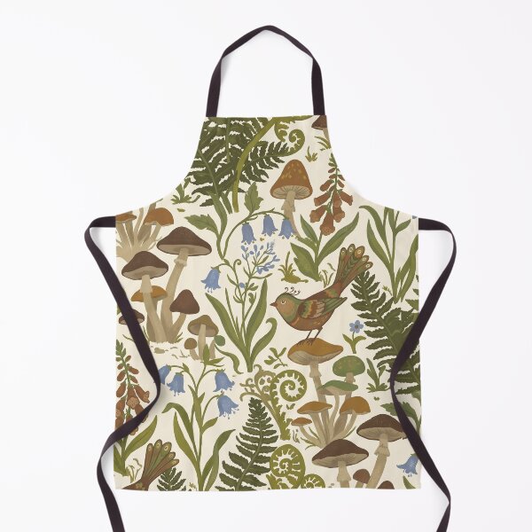 Item preview, Cottagecore Botanical Pattern of Forest Mushrooms and Ferns designed and sold by Pattique.