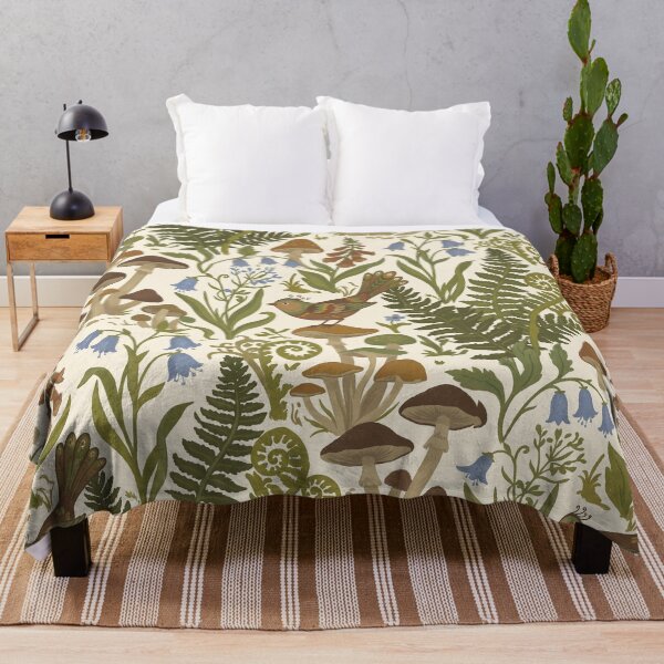 Item preview, Cottagecore Botanical Pattern of Forest Mushrooms and Ferns designed and sold by Pattique.