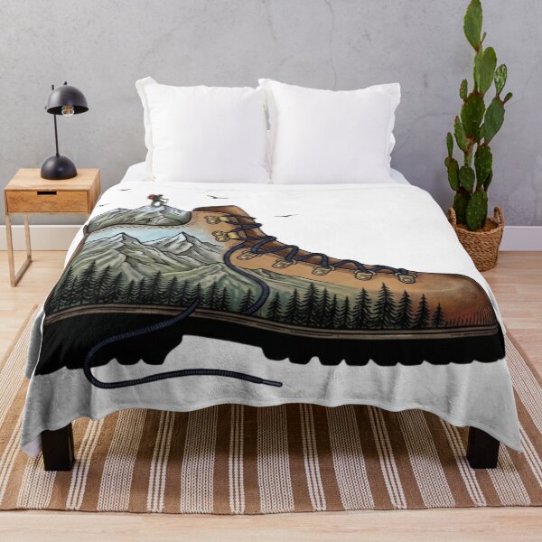 Item preview, Surreal Hiking Boot Mountain Landscape Vintage designed and sold by GabeMountainArt.