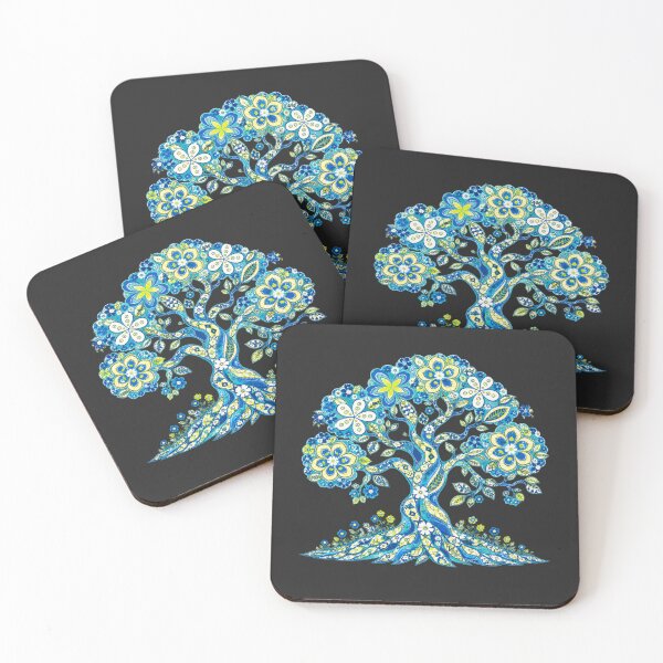 Item preview, Blue & Yellow Floral Tree of Life – Vibrant Folk Art designed and sold by Awarrie.