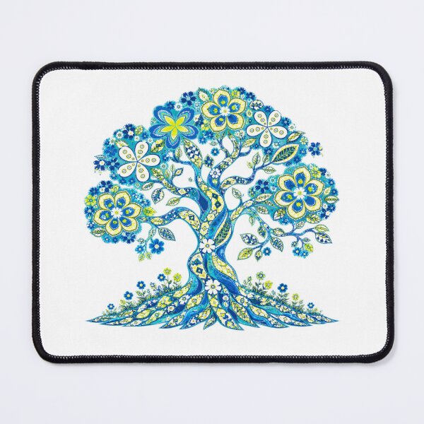 Item preview, Blue & Yellow Floral Tree of Life – Vibrant Folk Art designed and sold by Awarrie.