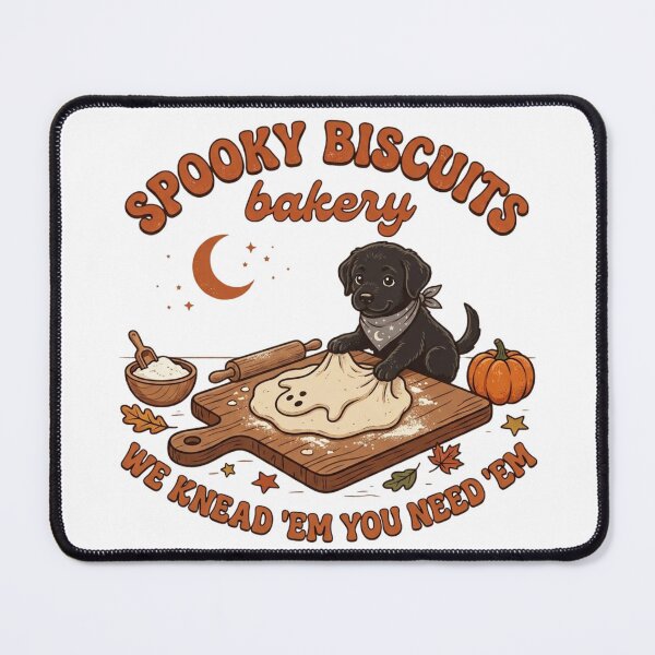 Item preview, Spooky Biscuits Bakery Black Dog Kneading Ghost Dough Halloween T-Shirt Design designed and sold by KreatoLab.