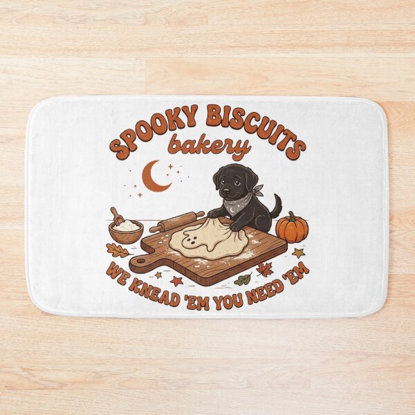 Item preview, Spooky Biscuits Bakery Black Dog Kneading Ghost Dough Halloween T-Shirt Design designed and sold by KreatoLab.