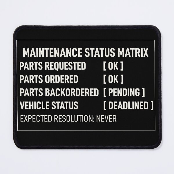 Item preview, Maintenance Status Matrix — Parts Pending designed and sold by incognipress.