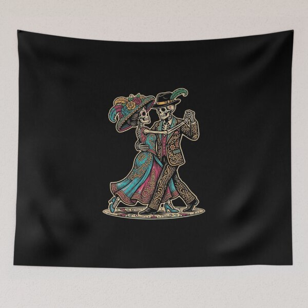 Item preview, Dancing Calaveras - Mexican Catrina & Catrín Dia de los Muertos Art designed and sold by FreiherrPK.